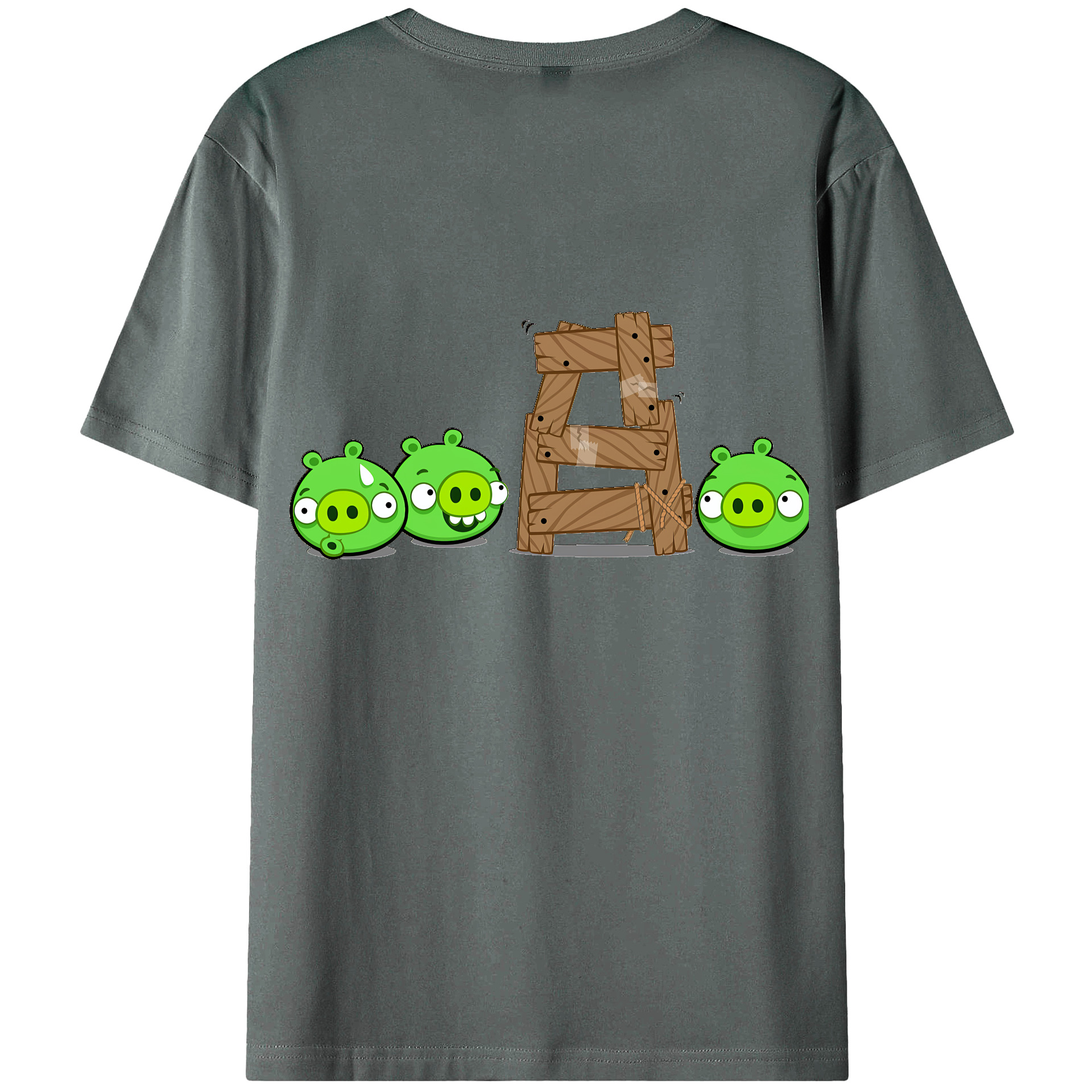 （画像用） Angry Birds アングリーバード 綿100％ メンズ半袖Tシャツ（バックプリント） 通気性